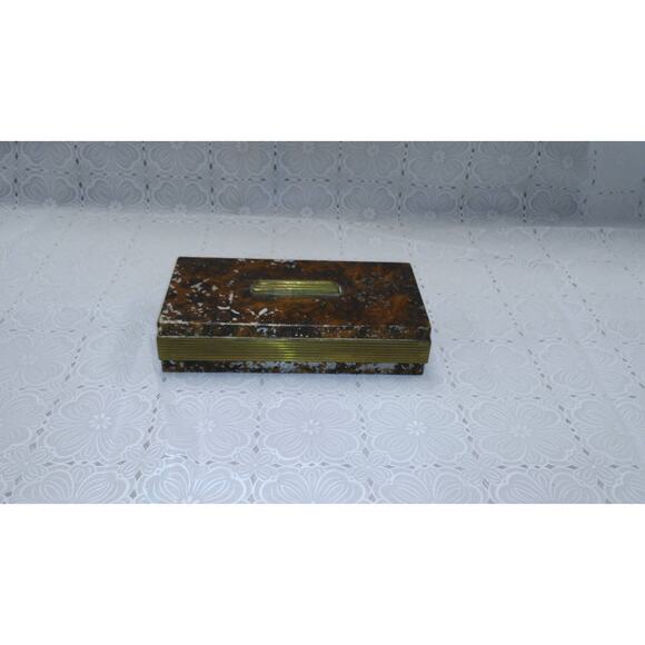 Vintage Metal Box Slotted Spots Very Heavy Trinket Box Art Deco Art Supply (1) - Picture 2 of 6